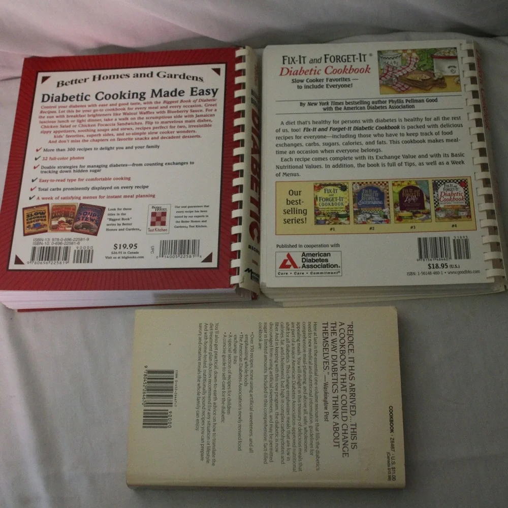 Diabetic Cookbook Lot:‎ All-in-One, Fix-It & Forget-It, Better Homes Recipes